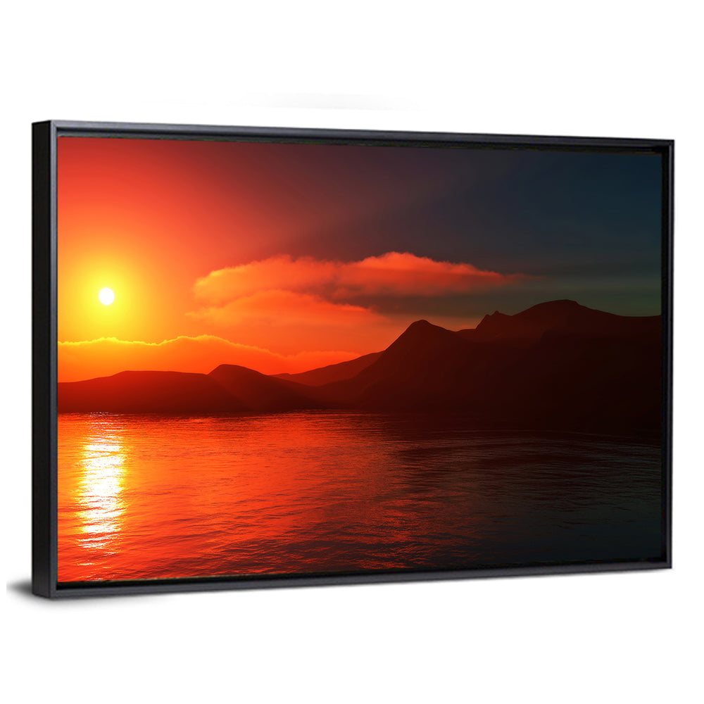 Sunset Reflection Over Mountain Lake Wall Art