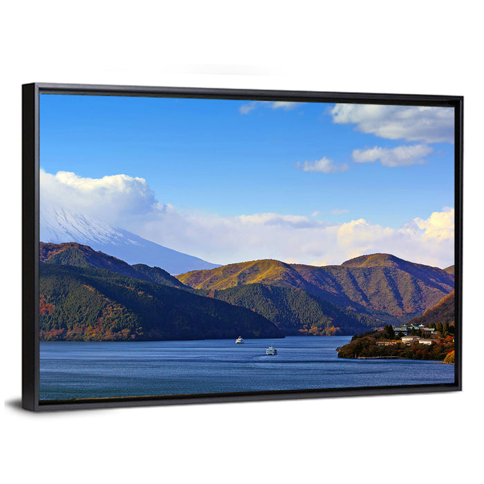 Lake Ashi with Mount Fuji Wall Art as a framed canvas