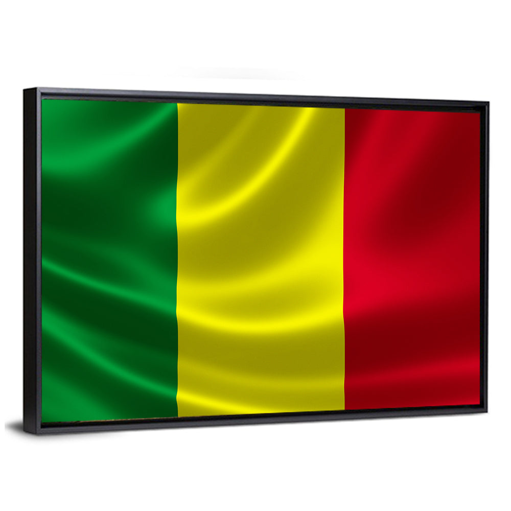 Mali Flag with Waving Fabric Texture Wall Art