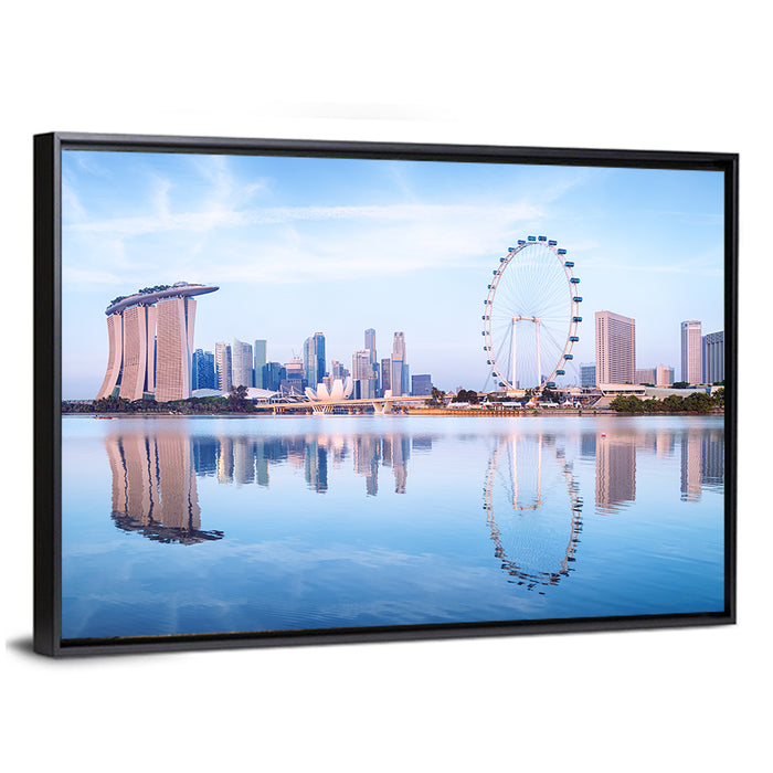Singapore Marina Bay Skyline Wall Art as a framed canvas