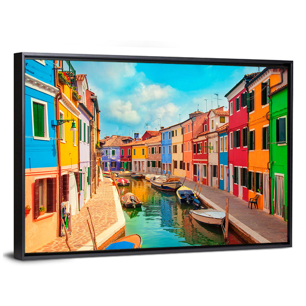 Burano Canal with Colorful Houses Wall Art