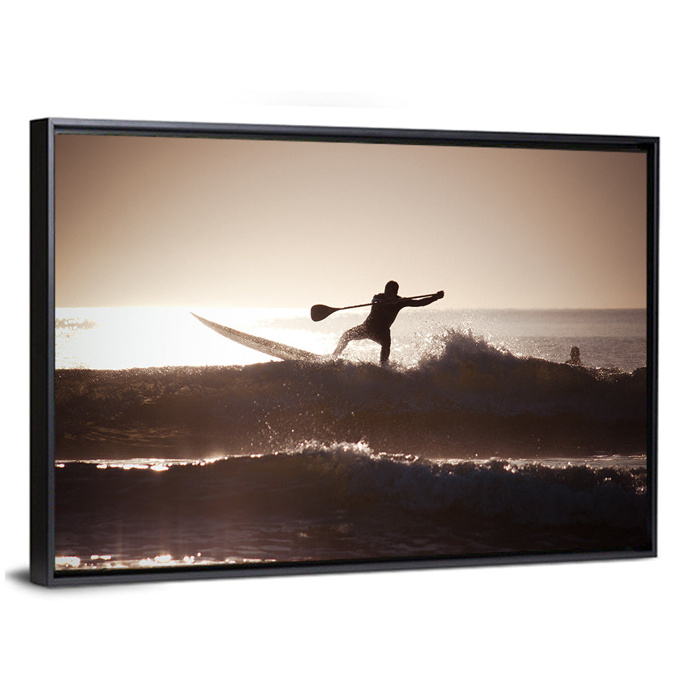 Backlit Paddleboard Silhouette at Sunrise Wall Art