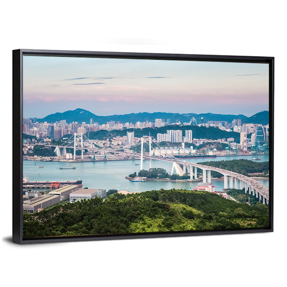 Haicang Suspension Bridge at Dusk Wall Art