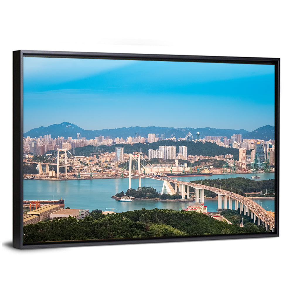 Haicang Suspension Bridge at Dusk Wall Art