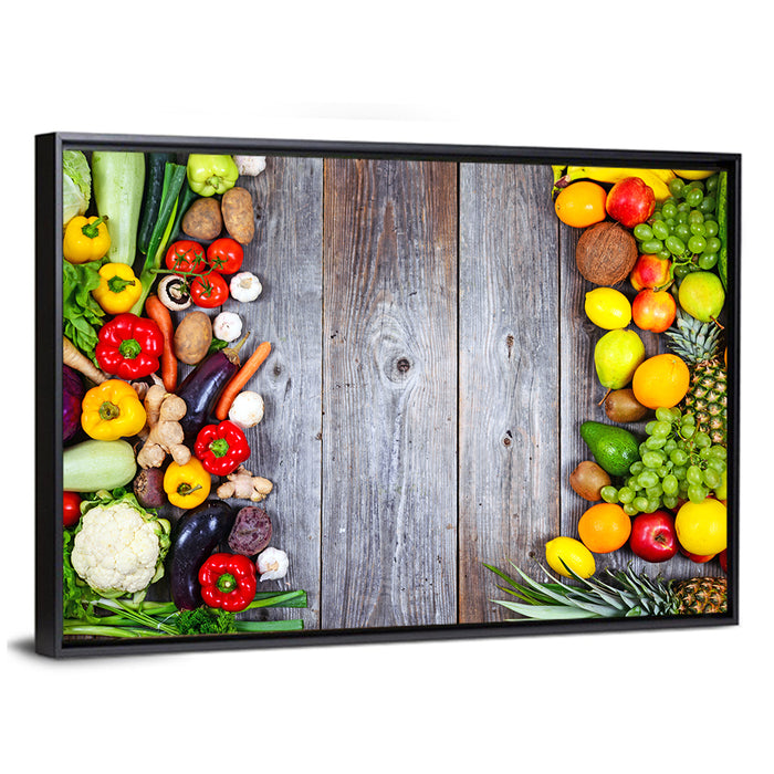 Fresh Vegetables and Fruit Wall Art as a framed canvas