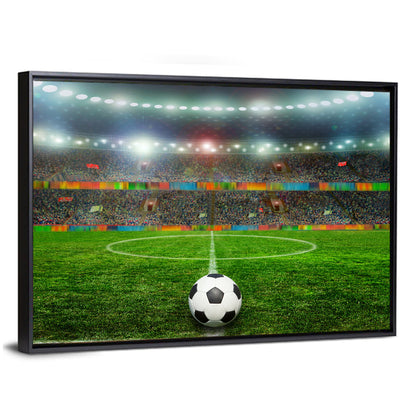 Soccer Ball Under Floodlights Wall Art