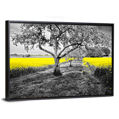 Yellow Oilseed Field with Lone Tree Wall Art