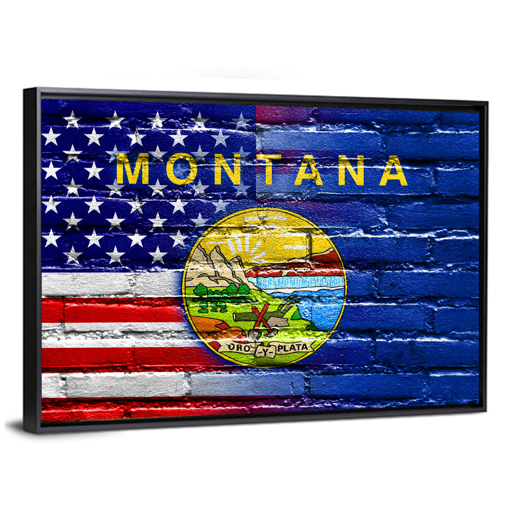 United States and Montana Flag Wall Art
