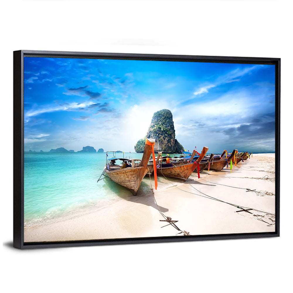 Railay Beach Long-tail Boats Wall Art