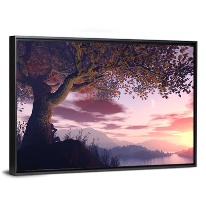 Dreamer Tree by Sunset Lake Wall Art