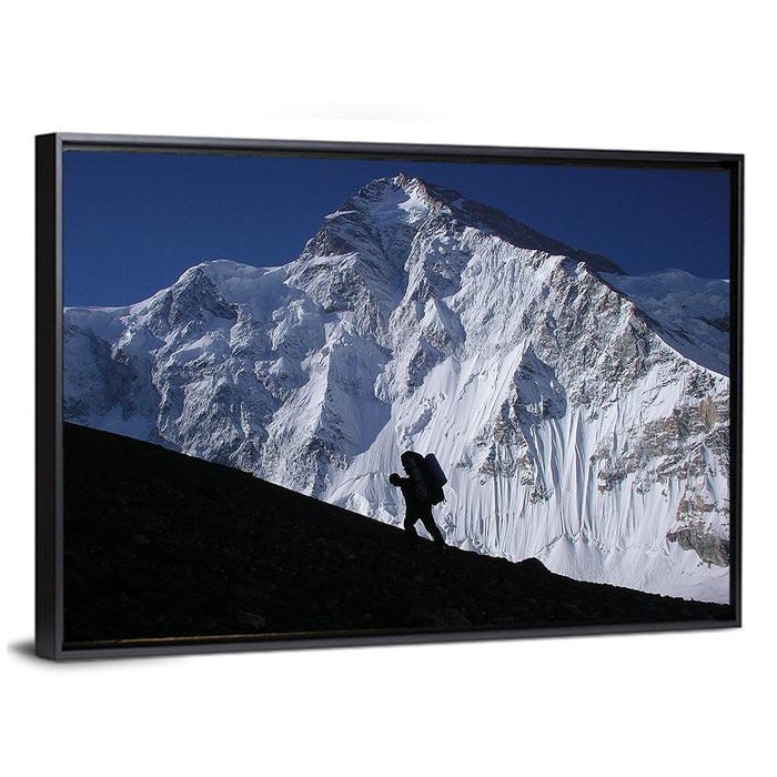 Mountain Climber Silhouette Wall Art as a framed canvas