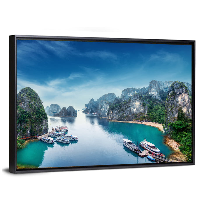 Ha Long Bay Karst Panorama Wall Art as a framed canvas