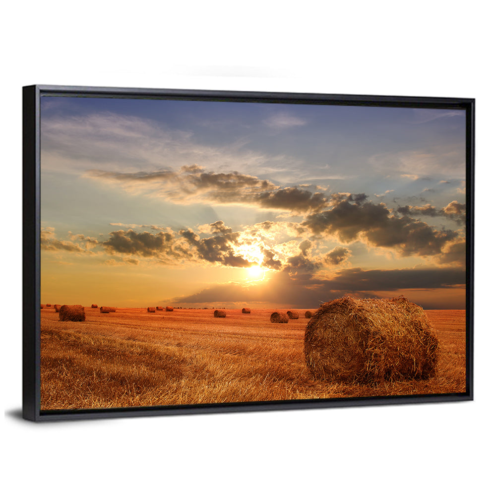 Golden Hour Hay Bale Wall Art