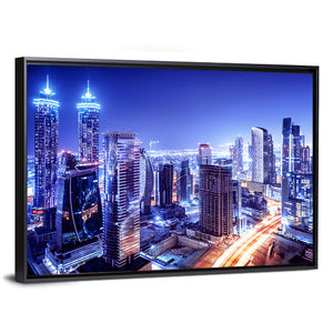 Dubai Downtown Night Scene Wall Art