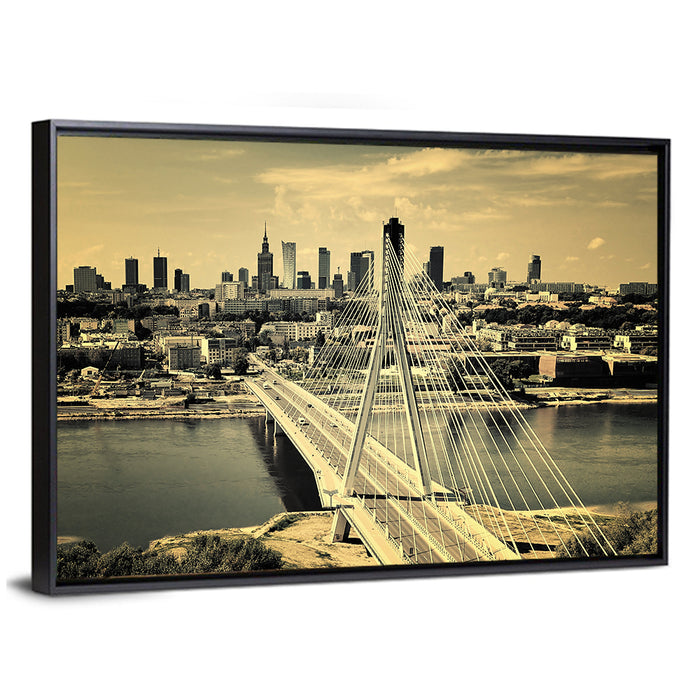 Warsaw Bird's-eye View Wall Art as a framed canvas
