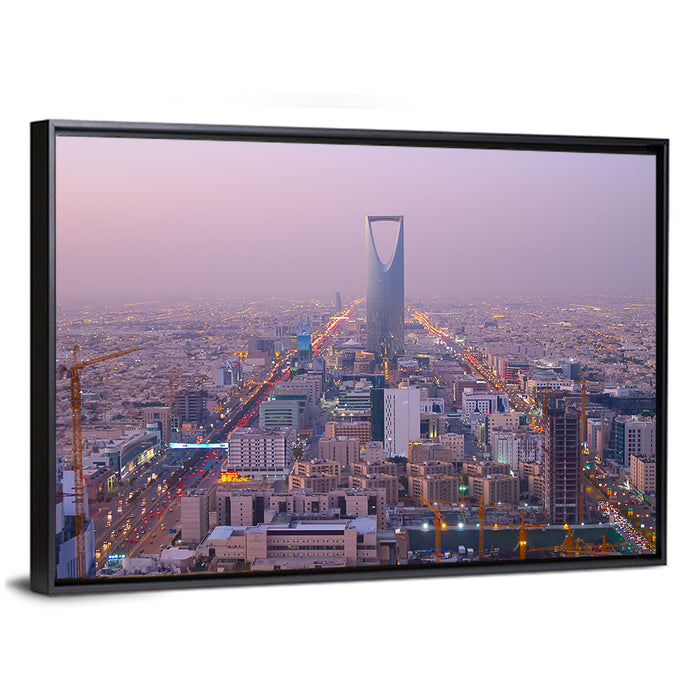 Kingdom Centre Riyadh at Dusk Wall Art as a framed canvas