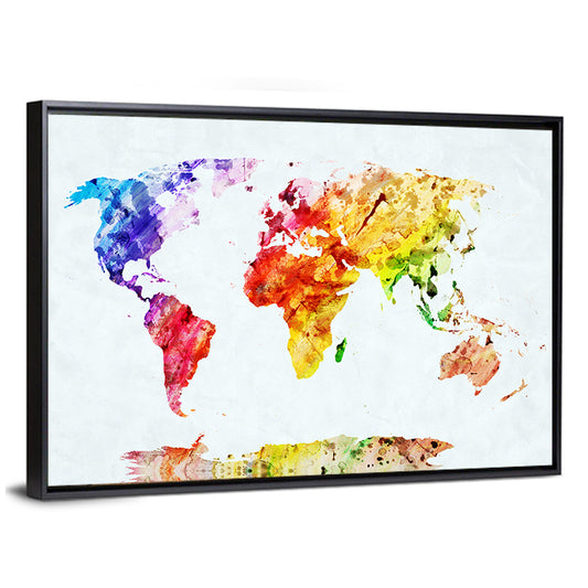 Abstract Watercolor World Map Wall Art