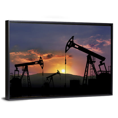 Sunset Oil Field with Pump Jacks Wall Art