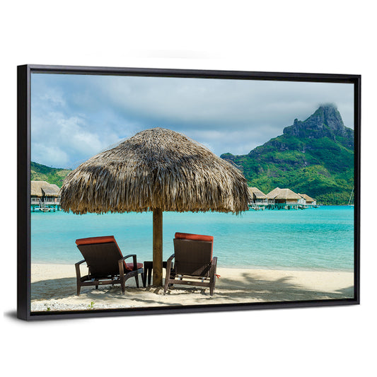 Bora Bora Lagoon with Thatched Umbrella Wall Art