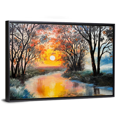 Golden Hour River Watercolor Wall Art