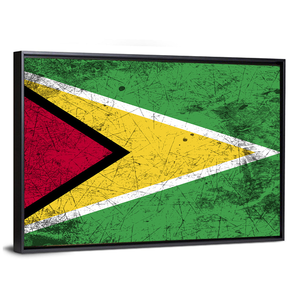 Guyana Flag Distressed Design Wall Art