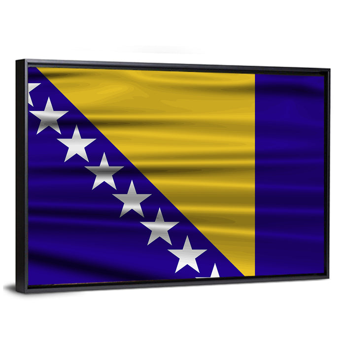 Bosnia and Herzegovina Flag Wall Art as a framed canvas