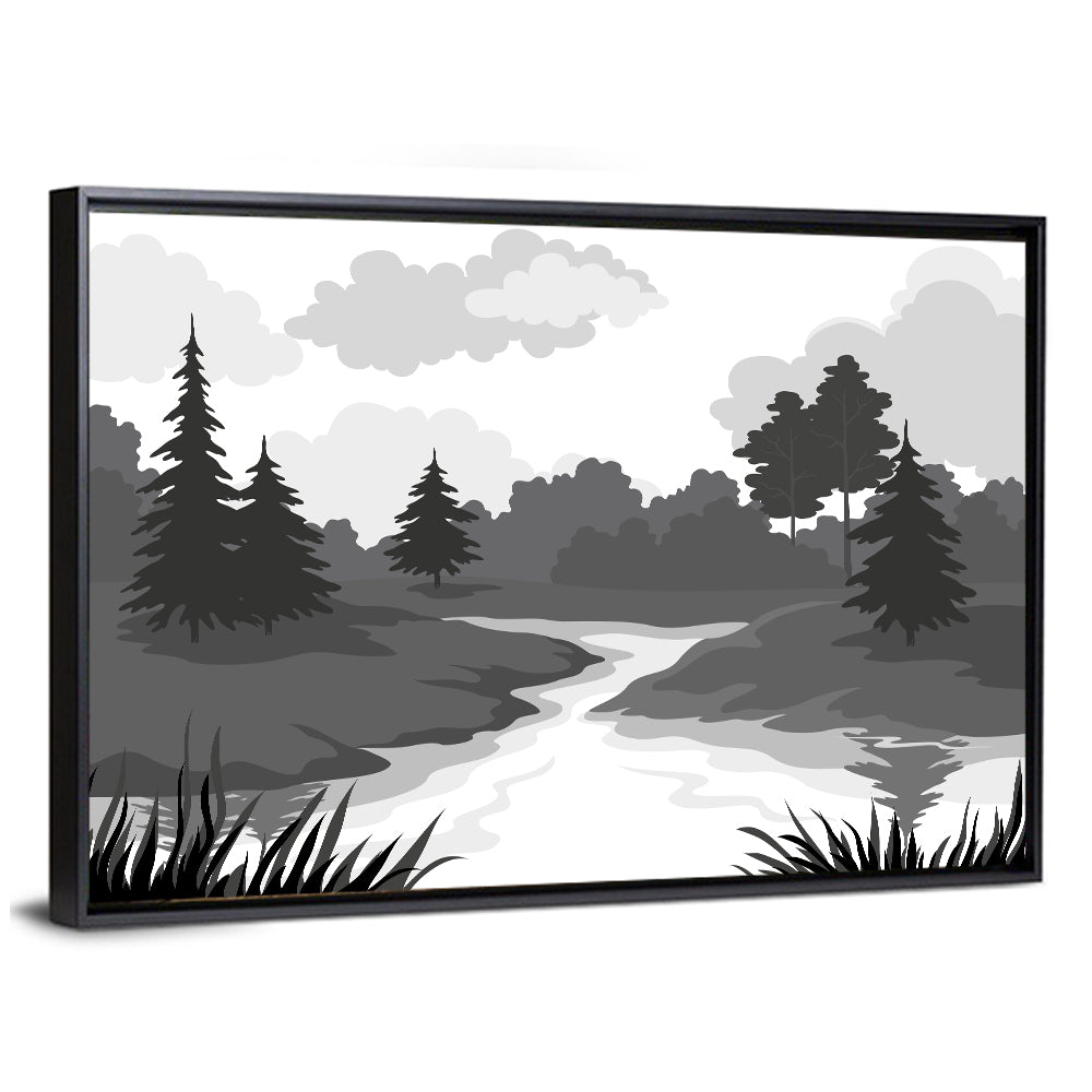 Winding River Silhouette Wall Art