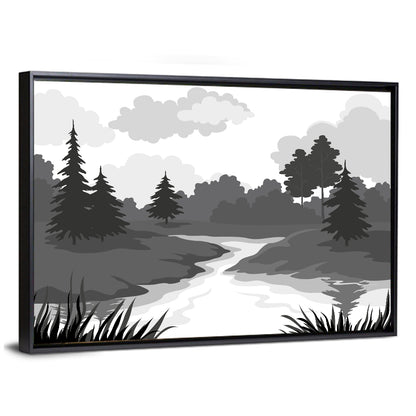 Winding River Silhouette Wall Art