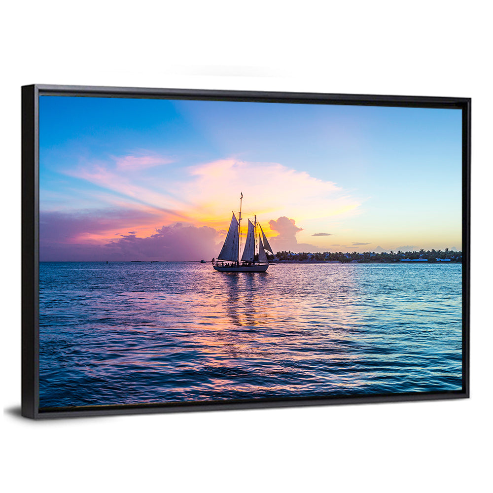 Key West Sailboat at Sunset Wall Art