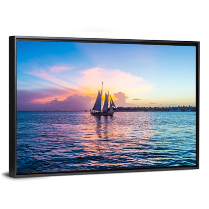 Key West Sailboat at Sunset Wall Art