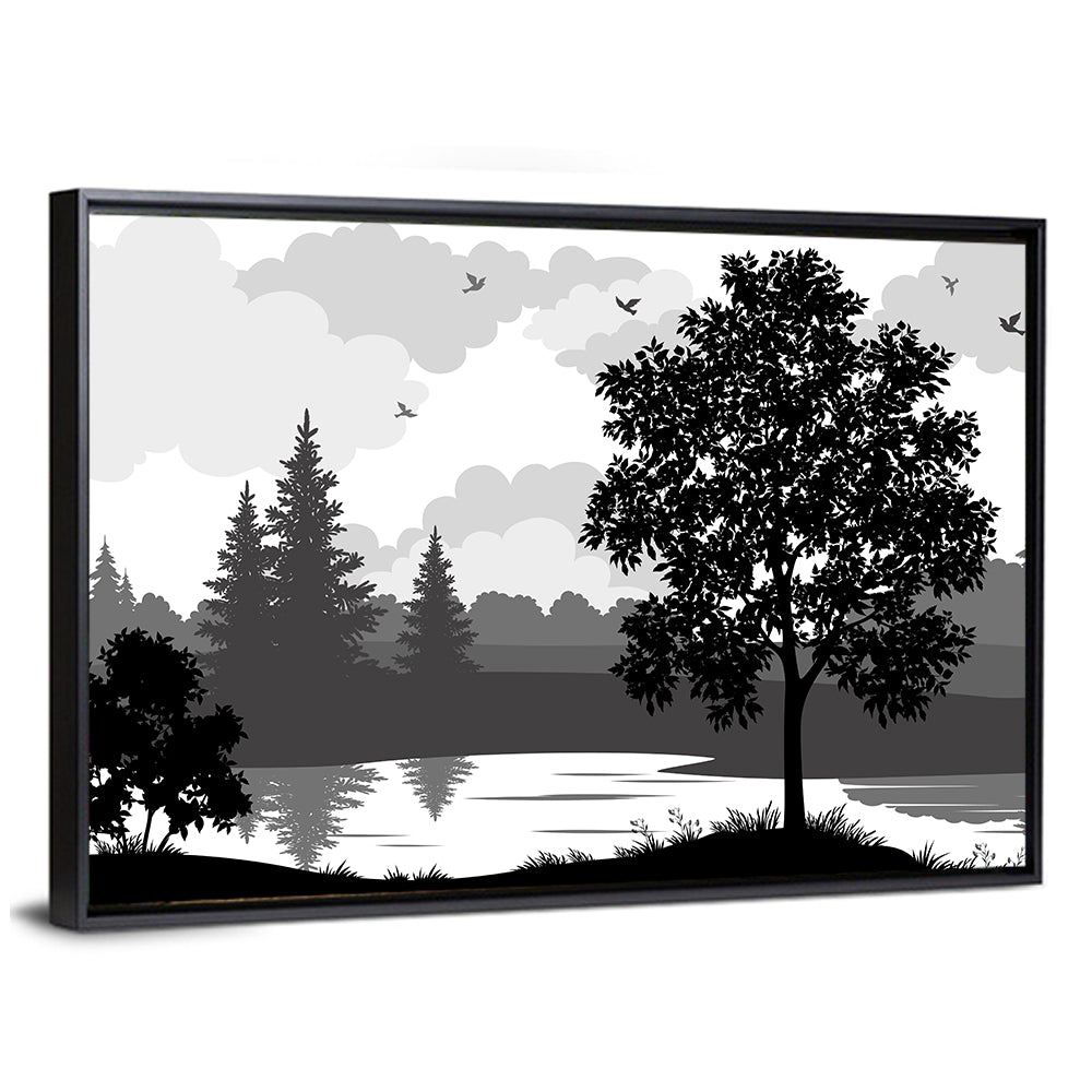 Scenic Lake Silhouette Wall Art