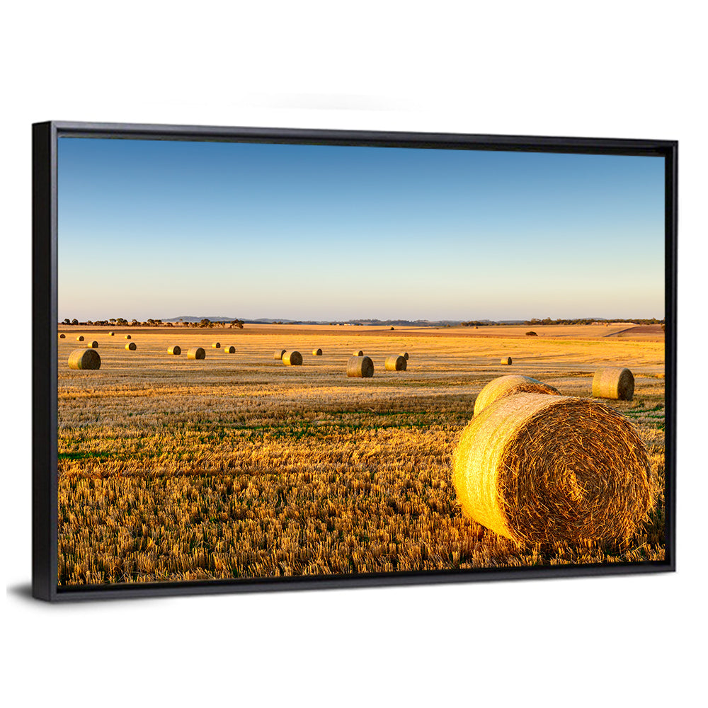 Hay Bales at Sunset Wall Art