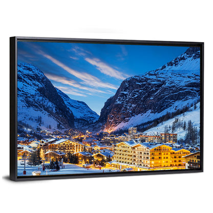 Twilight Ski Village in the French Alps Wall Art