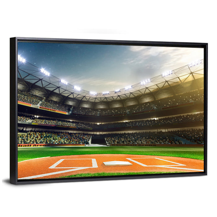 Home Plate at Grand Arena Wall Art as a framed canvas