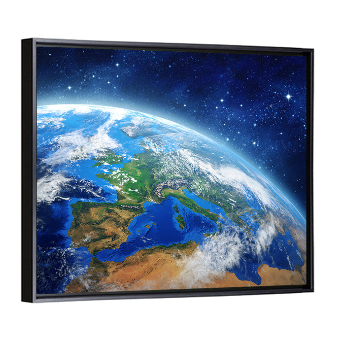 Earth from Orbit Wall Art as a framed canvas