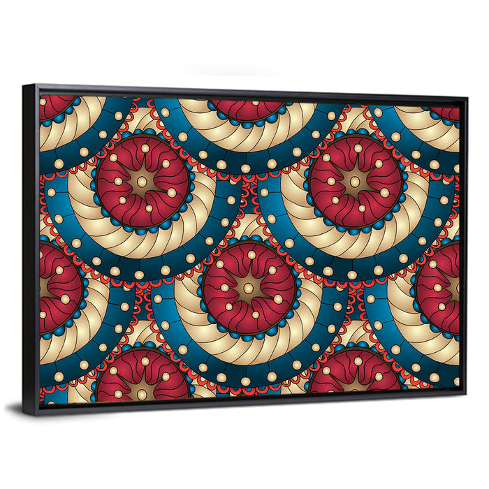 Tessellated Fish Scale Pattern Wall Art as a framed canvas