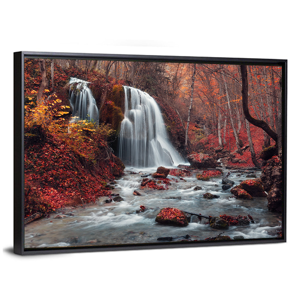 Dual Tier Autumn Forest Waterfall, Crimea Wall Art