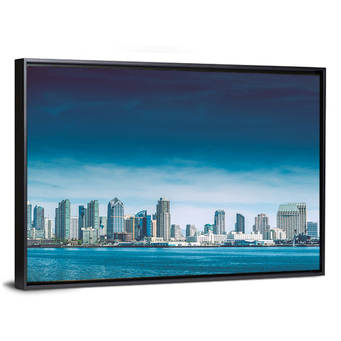 San Diego Bay Skyline Wall Art as a framed canvas