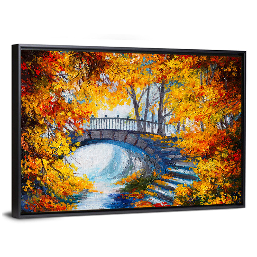 Autumn Forest Stone Bridge Wall Art