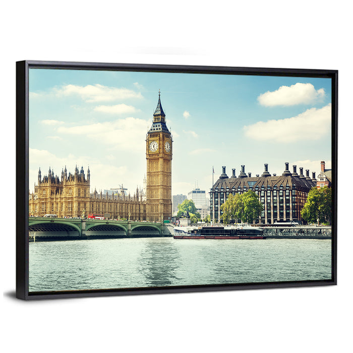 Big Ben on a Sunny Day Wall Art as a framed canvas