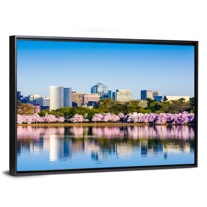 Tidal Basin Washington D.c. Cherry Blossoms Wall Art as a framed canvas