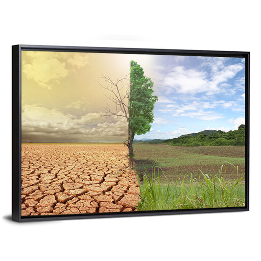 Split Landscape with Half-alive Tree Wall Art