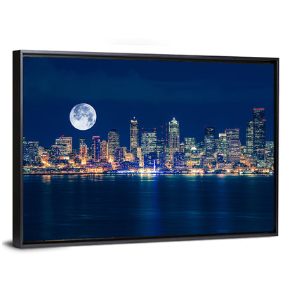 Seattle Skyline at Night Wall Art