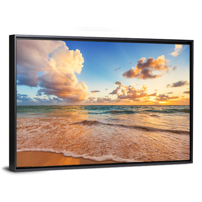 Caribbean Sunset Cloudscape Wall Art as a framed canvas