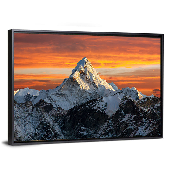 Ama Dablam at Sunset Wall Art as a framed canvas