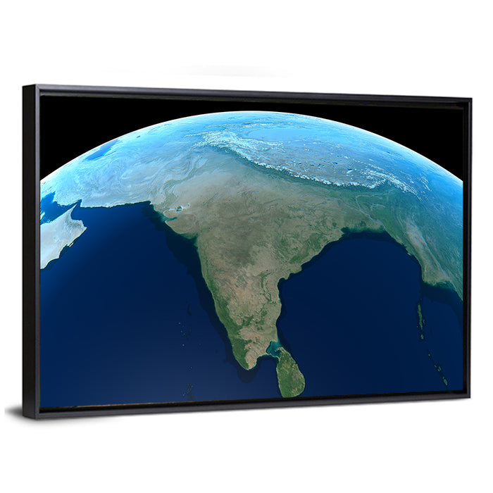India from Space Wall Art as a framed canvas