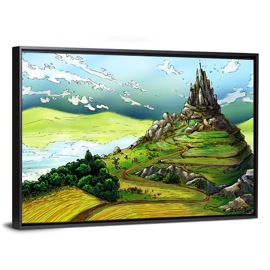Hilltop Fairy Castle Illustration Wall Art