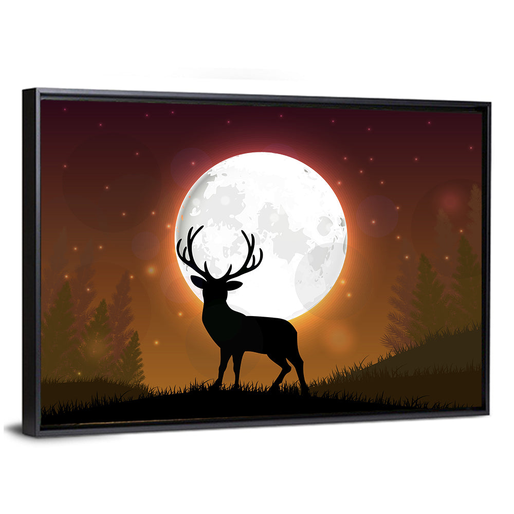 Moonlit Deer on Hill Wall Art