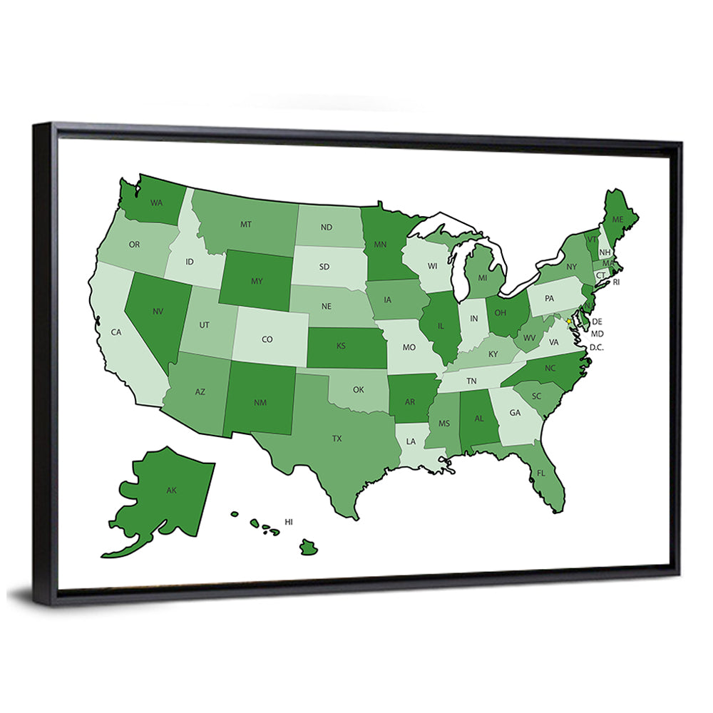 United States Political Map Wall Art