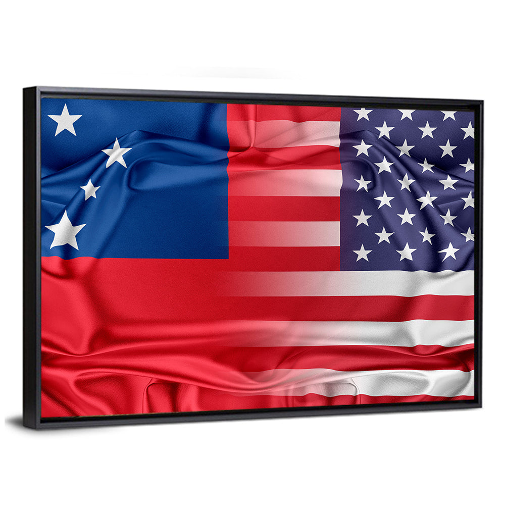 Samoa and USA Flag Blend Wall Art